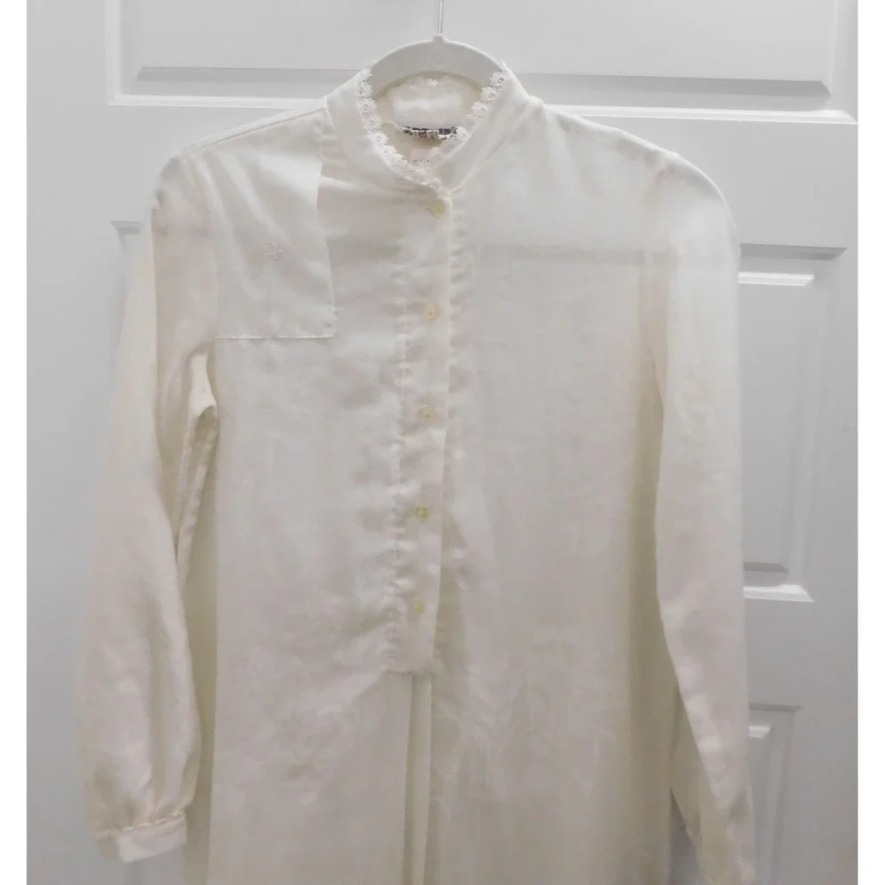 Christian Dior Jr's Nightgown‎ White Lace Collar Long Sleeve 58579 sz 5